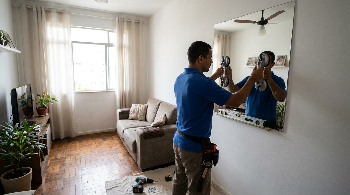 Espelho sob medida com parquet em Boa Vista-RR
