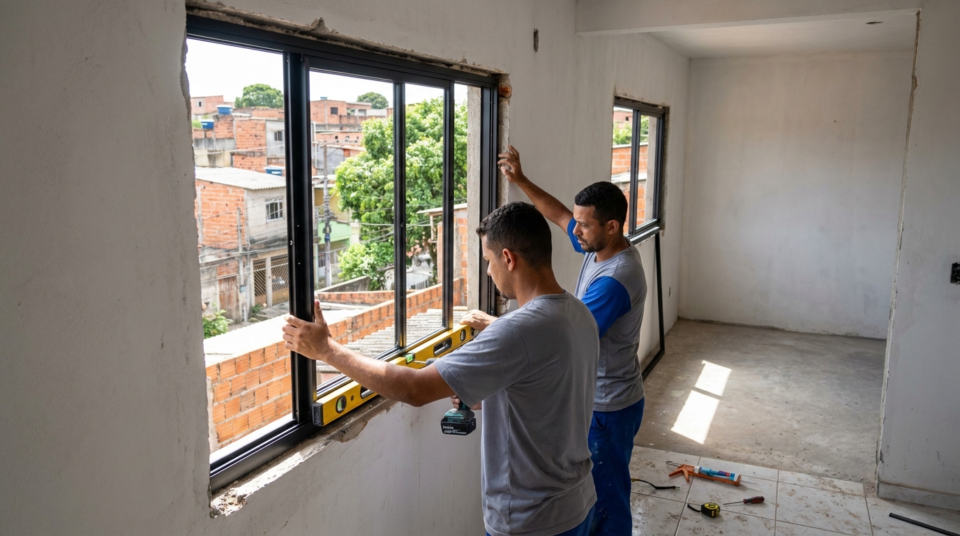 Esquadria de alumínio em obra em Boa Vista-RR